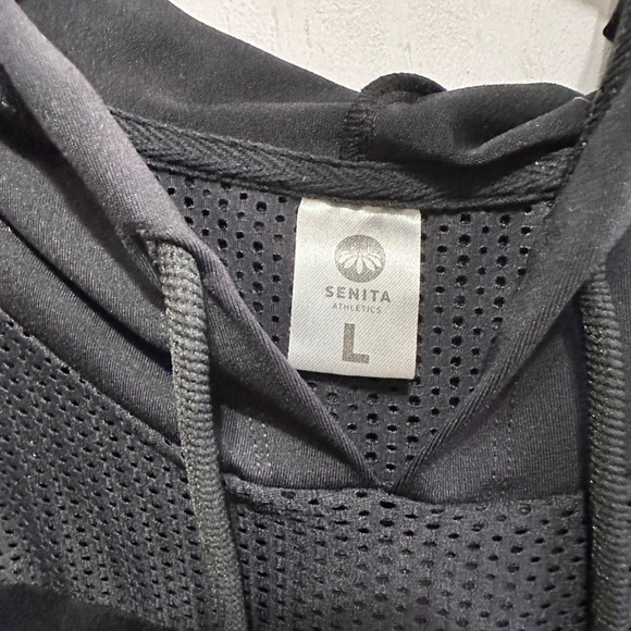 SENITA Athletics WOMENS L Black Mesh Netted Pullover Sports Yoga Gym Hoodie Top - Picture 4 of 9